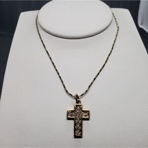 Danecraft Sterling Silver Necklace & Gold Plated Cross Pendant